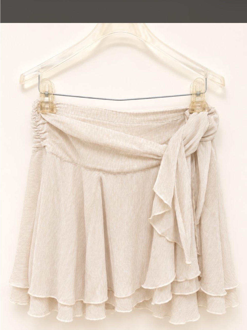 aerie Cream Ruffle Wrap Skirt with Side Tie
